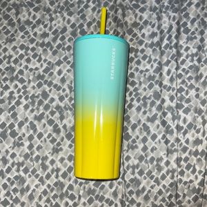 Turquoise and Yellow Starbucks cup
